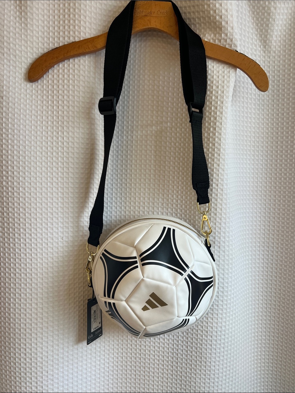 adidas White and Black Soccer Ball Crossbody Purse